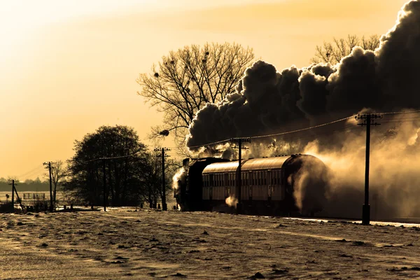 旧レトロ蒸気機関車 ストック写真