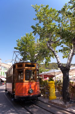 Klasik ahşap tramvay tren puerto de Nottingham Mallorca, İspanya