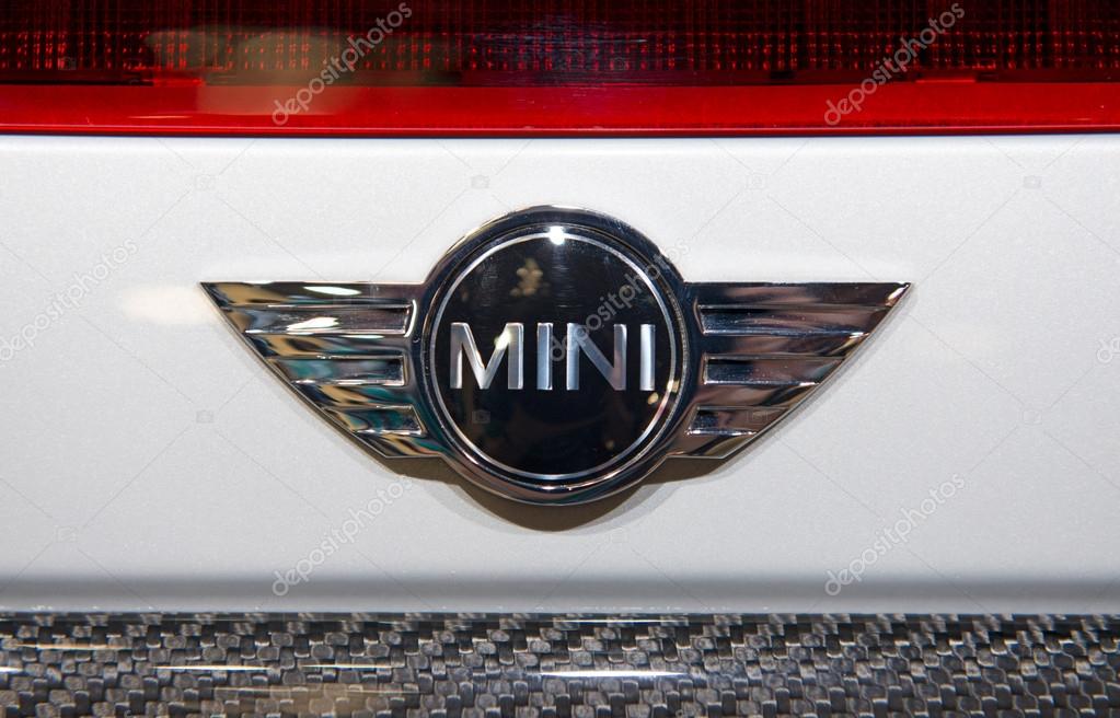 FRANKFURT - SEPT 16: Mini Cooper Emblem on a Mini at the 65th IAA (Internationale Automobil Ausstellung) on September 16, 2013 in Frankfurt, Germany.