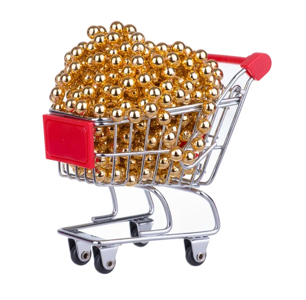 Carrinho de Compras Full With Golden Beads — Fotografia de Stock