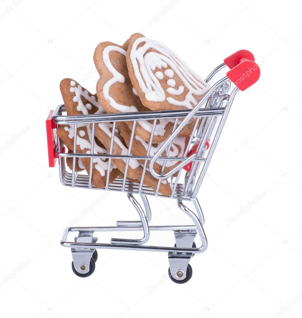 Shopping Cart With Gingerbread Cookies — Stock Photo © gyuszko 32629941