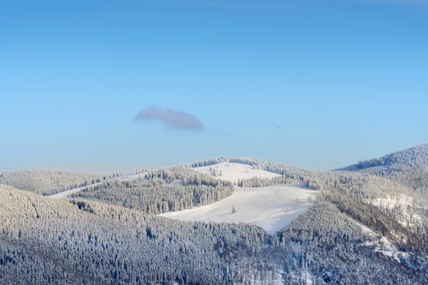 Paisagem de inverno com montanhas nevadas — Fotografia de Stock
