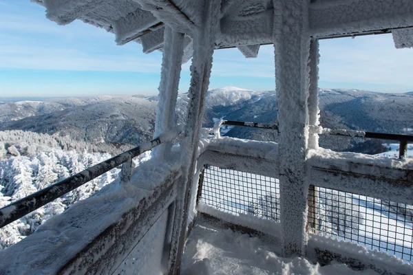 Смотрительная башня, покрытая снегом — стоковое фото