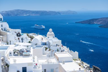 güzel manzara fira, santorini, Yunanistan
