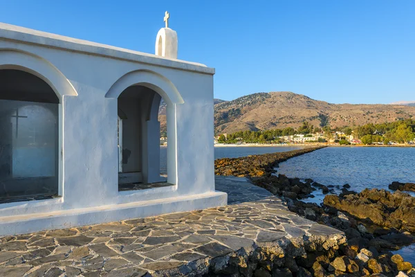 White Church By Sunrise In Crete — Stock Photo, Image