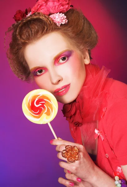 Girl with lollipop — Stock Photo, Image