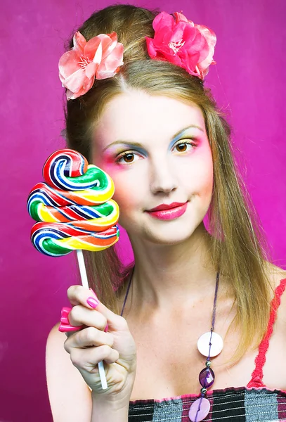 Girl with lollipop — Stock Photo, Image