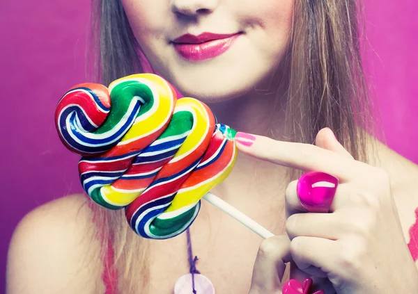 Girl with lollipop — Stock Photo, Image