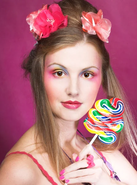 Girl with lollipop — Stock Photo, Image