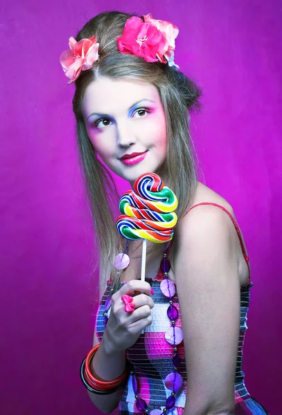 Girl with lollipop — Stock Photo, Image