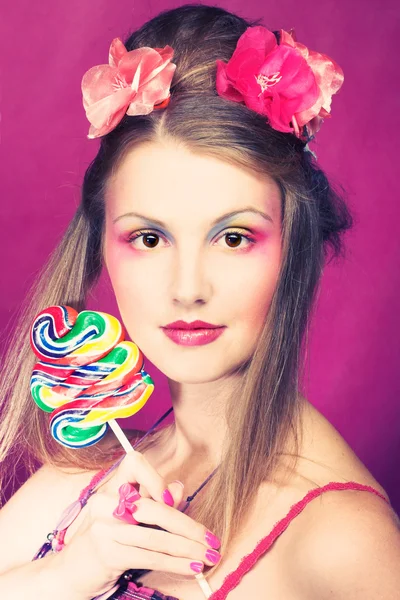 Girl with lollipop — Stock Photo, Image