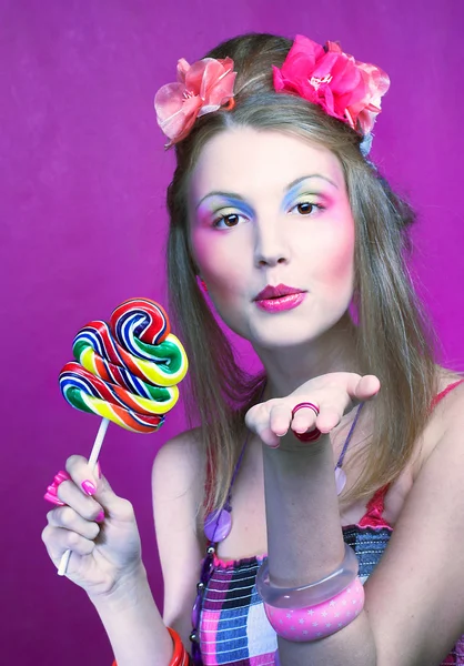 Girl with lollipop — Stock Photo, Image