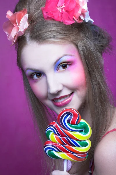 Girl with lollipop — Stock Photo, Image