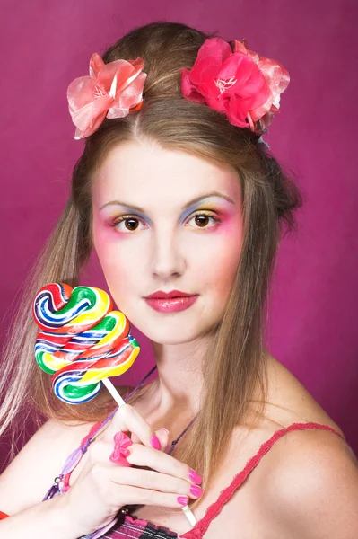 Girl with lollipop — Stock Photo, Image