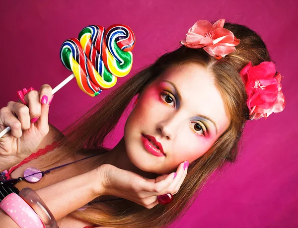 Girl with lollipop — Stock Photo, Image