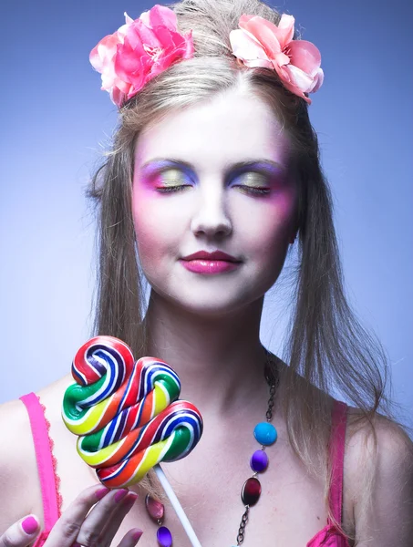 Girl with lollipop — Stock Photo, Image