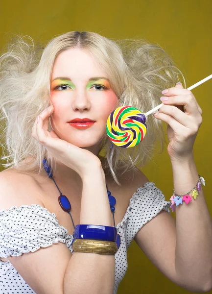 Girl with lollipop — Stock Photo, Image