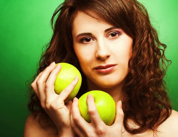 Meisje met appels — Stockfoto