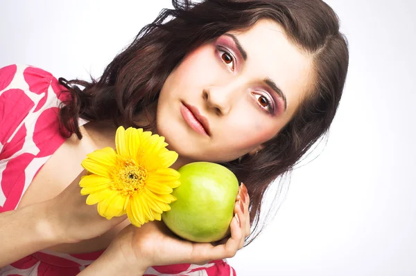 Chica con manzanas — Foto de Stock