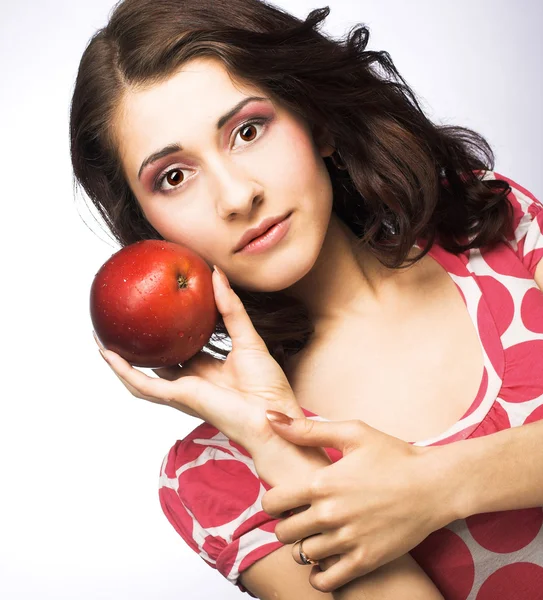 Девушка с яблоками — стоковое фото
