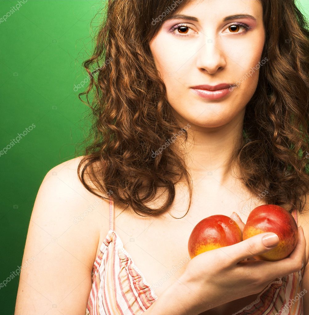 Woman with peaches Stock Photo by ©nemesis_inc 39802887