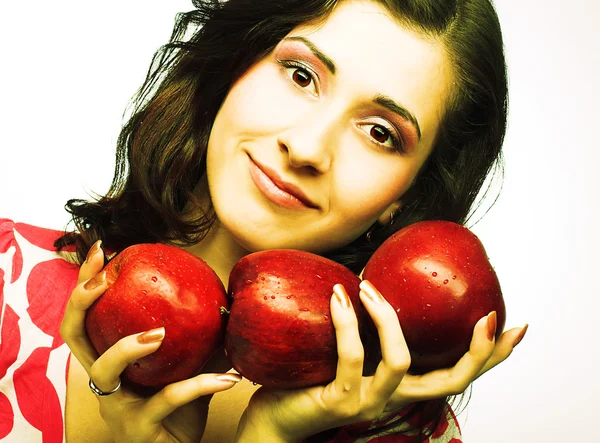 Girl with apples — Stock Photo, Image