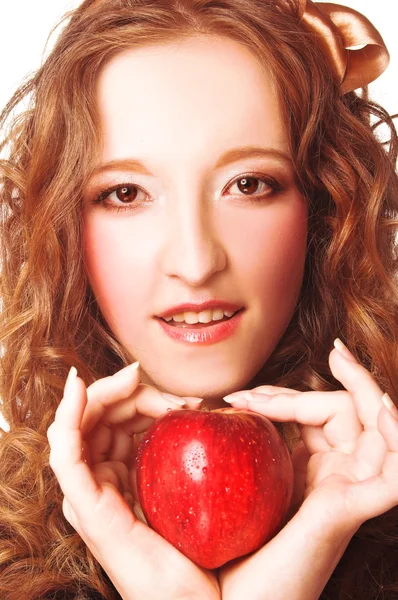 Mädchen mit Apfel — Stockfoto