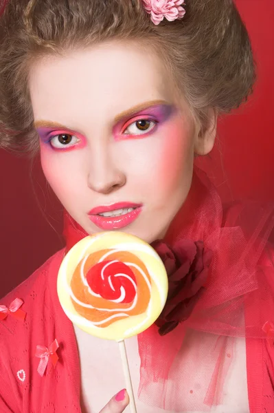 Girl with lollipop — Stock Photo, Image