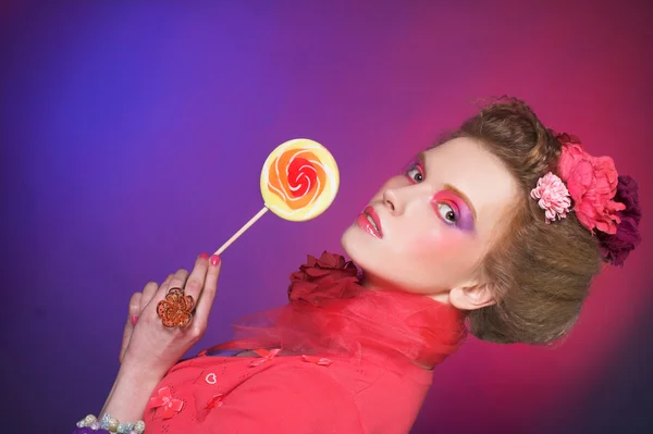 Girl with lollipop — Stock Photo, Image