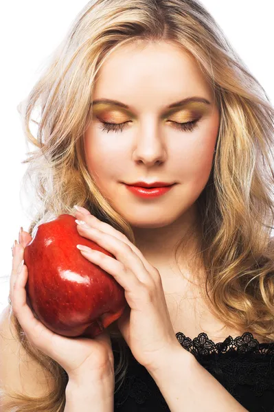 Chica wiht manzana roja —  Fotos de Stock