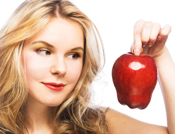 Fille avec pomme rouge — Photo