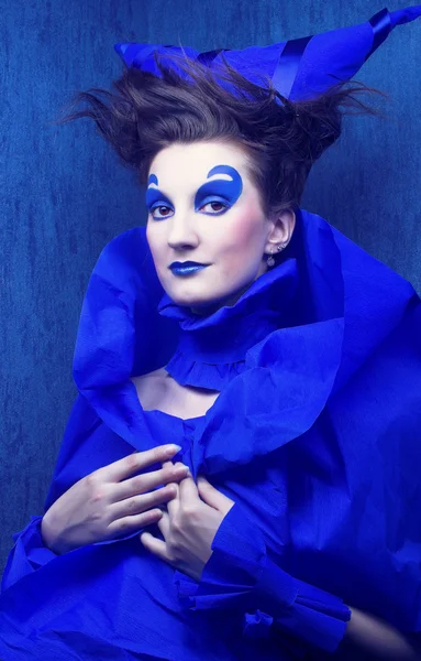Mujer de azul — Foto de Stock
