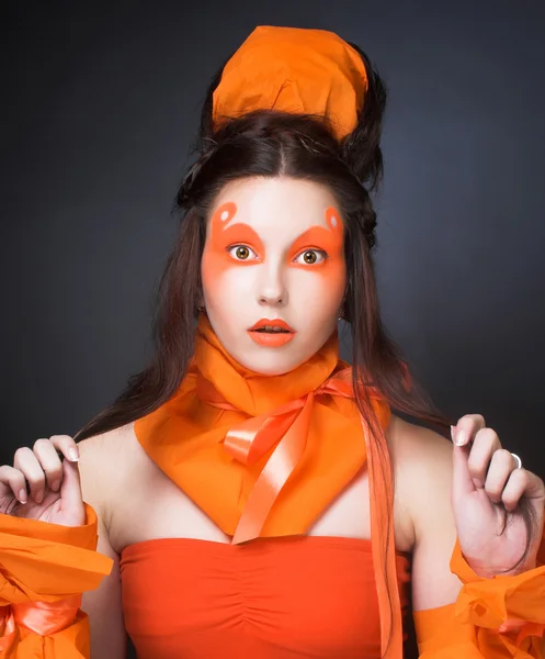 Orange girl. — Stock Photo, Image