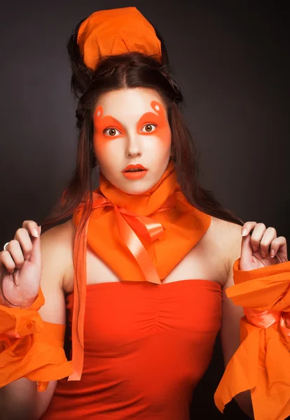 Orange girl. — Stock Photo, Image