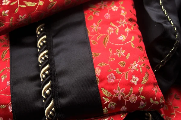 Silk black and red pillow — Stock Photo, Image