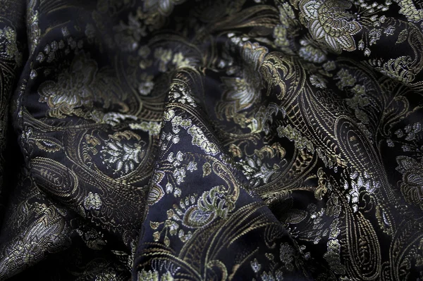 Silk black and gold fabrick — Stock Photo, Image