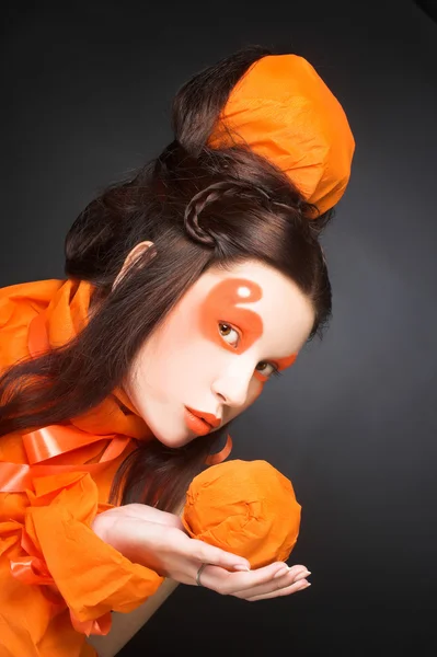 Orange girl. — Stock Photo, Image