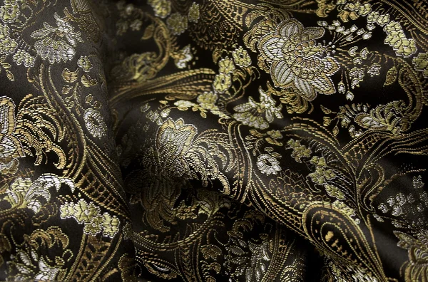 Silk black and gold fabrick — Stock Photo, Image