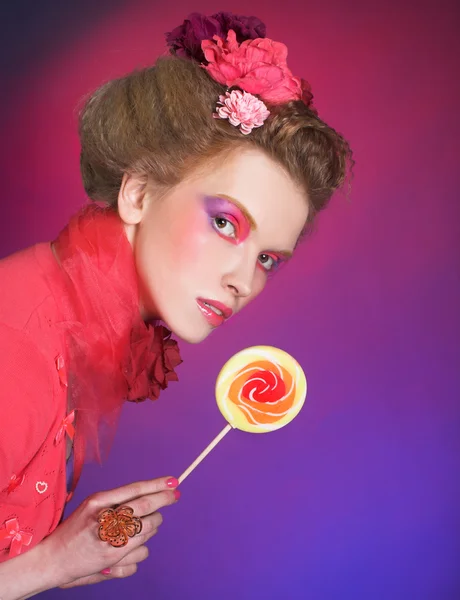 Girl with lollipop — Stock Photo, Image