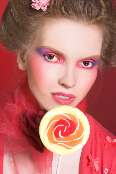 Girl with lollipop — Stock Photo, Image