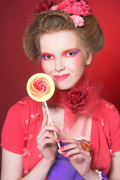 Girl with lollipop — Stock Photo, Image