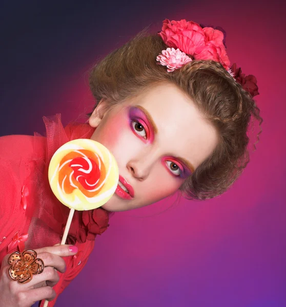 Lollipop साथ लड़की — स्टॉक फ़ोटो, इमेज