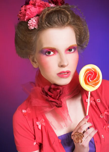 Girl with lollipop — Stock Photo, Image