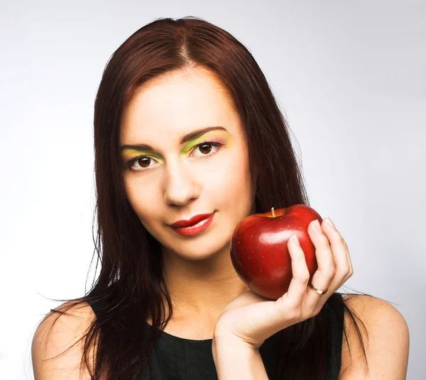 Kobieta z jabłkami — Zdjęcie stockowe