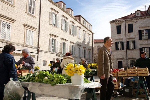 Daily, morning market in Dubrovnik, Croatia — Stock Photo, Image