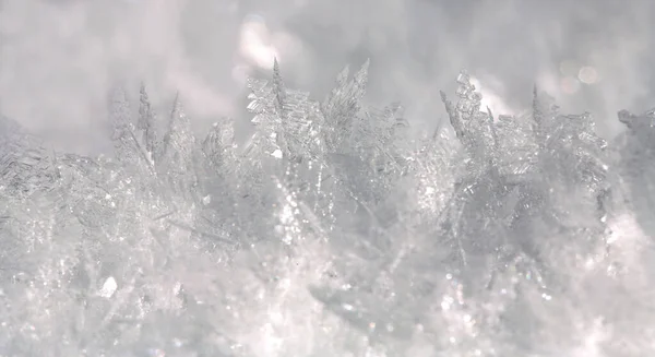 Природні Кристали Снігу Дуже Морозну Погоду Горах Макрозйомка — стокове фото