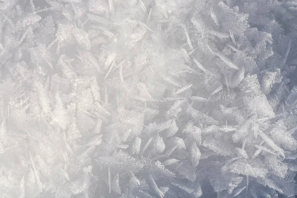 Natural Snow Crystals Very Frosty Weather Mountains Macro Photography Stock Picture