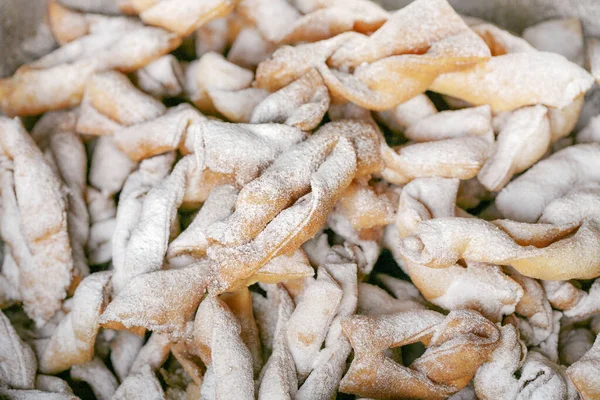 Angyal Szárny Hívott Lengyelországban Faworki Vagy Chrust Sütemények Olajban Sütve — Stock Fotó
