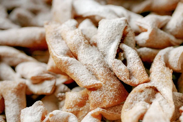 Las Alas Ángel Llamaron Polonia Faworki Tortas Cromo Fritas Aceite Imagen de archivo