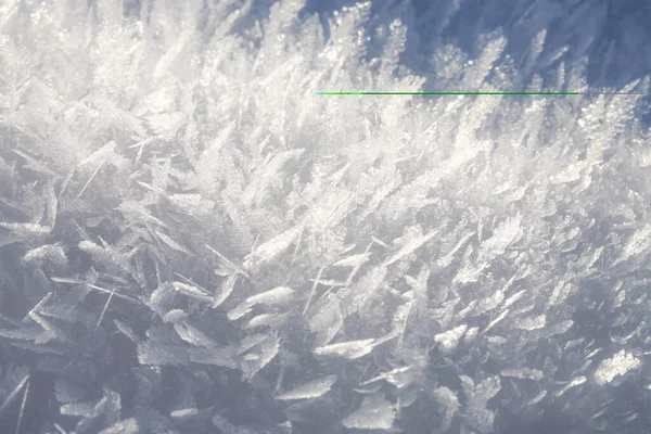 Природні Кристали Снігу Дуже Морозну Погоду Горах Макрозйомка Стокове Зображення